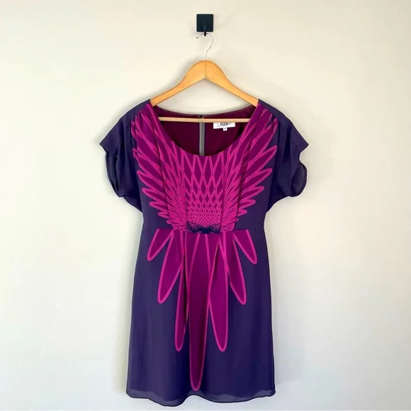 open lace back dress Tibi Purple and White Patterned Midi Dress US8 – 1132Consignment main image 0
